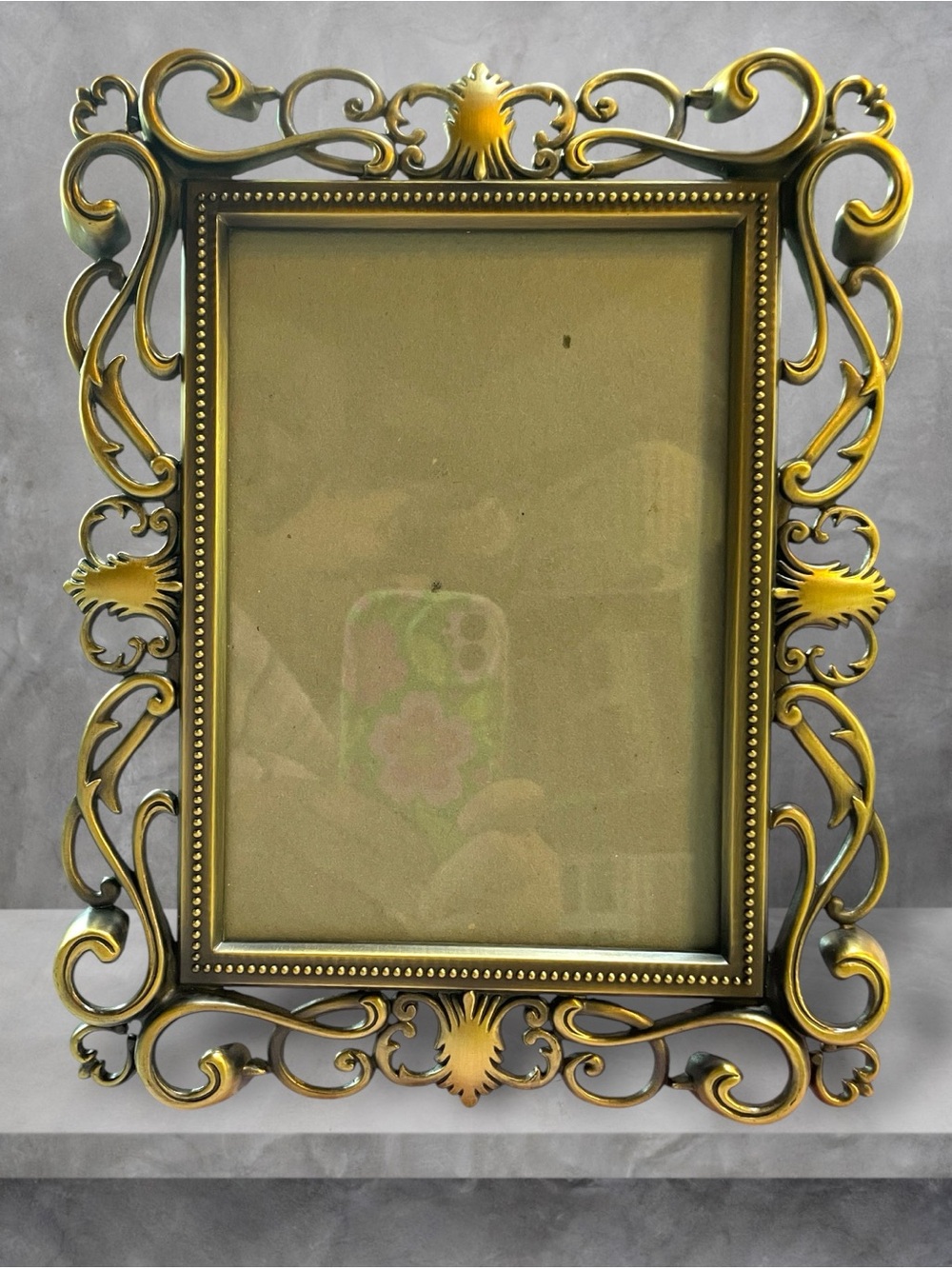 Heavy Cast Metal Bronze Look Baroque Ornate Picture Frame Excellent Hi-quality